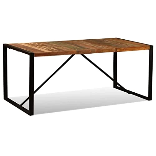 vidaXL Table de Salle à Manger Table à Dîner Table de Repas Meuble de Salle à Manger Cuisine Maison Intérieur Bois de Récupération Massif 180 cm