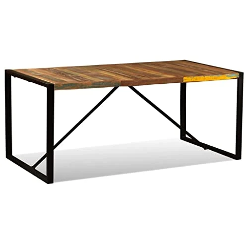 vidaXL Table de Salle à Manger Table à Dîner Table de Repas Meuble de Salle à Manger Cuisine Maison Intérieur Bois de Récupération Massif 180 cm