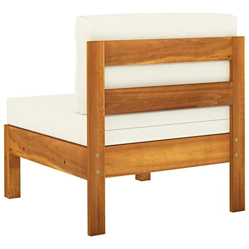 vidaXL Canapé de Jardin 3 Places et Coussins Sofa de Terrasse Canapé d'Extérieur Sofa de Jardin Meuble de Terrasse Blanc Crème Bois d'Acacia