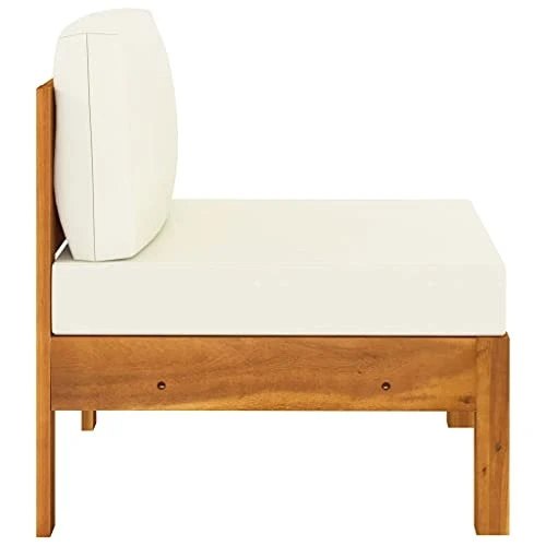 vidaXL Canapé de Jardin 3 Places et Coussins Sofa de Terrasse Canapé d'Extérieur Sofa de Jardin Meuble de Terrasse Blanc Crème Bois d'Acacia