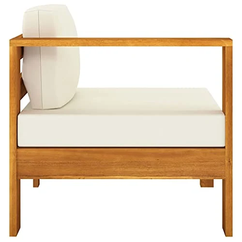 vidaXL Canapé de Jardin 3 Places et Coussins Sofa de Terrasse Canapé d'Extérieur Sofa de Jardin Meuble de Terrasse Blanc Crème Bois d'Acacia