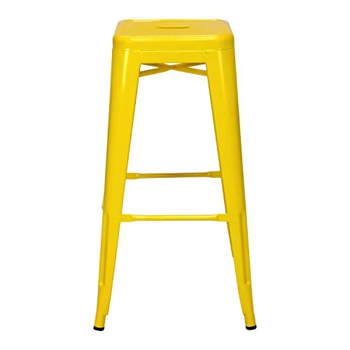 Vaukura Tabouret Haut Tolix - Tabouret Industriel Métallique Brillo (Jaune)