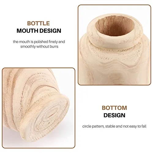Ticarus Vase Decoratif Vase en Bois Massif pour Décoration de Table de Salon - Vase pour Pampa Fleurs en Bouteille - Ornement de la Maison