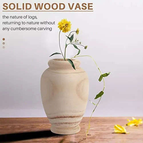 Ticarus Vase Decoratif Vase en Bois Massif pour Décoration de Table de Salon - Vase pour Pampa Fleurs en Bouteille - Ornement de la Maison