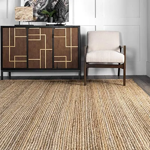 nuLOOM Tapis de sol Collection Rigo, en toile de Jute, tissé à la Main, style campagne, 120 x 180 cm