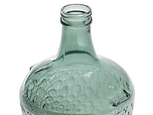 Vase Dame-Jeanne à reliefs en Verre recyclé 12L - H.42 cm - Jerzy - Vert d'eau