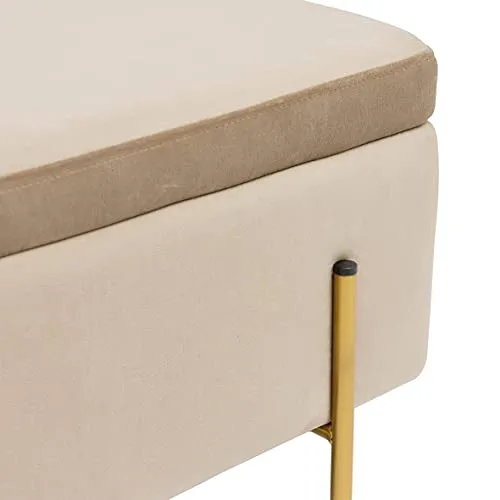 Baroni Home Home Coffre Pliant, Banc de Rangement, Pouf Repose-Pieds Velours Couleur Mesures 80X40X40 cm, Taupe