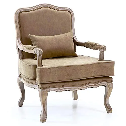 Paris Prix - Fauteuil Vintage Louis XV Esteban 96cm Taupe