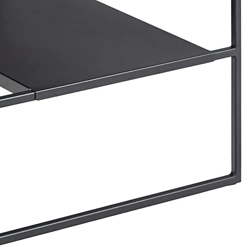 Marque Amazon - Movian Table basse avec étagère, plateau effet marbre, base en métal noir, 70 x 70 x 45 cm