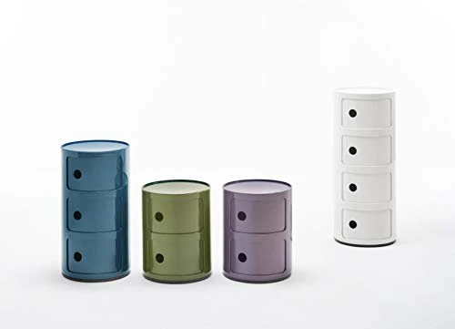 Kartell Componibili, Conteneur 2 éléments, Argent Mat, Base Ronde