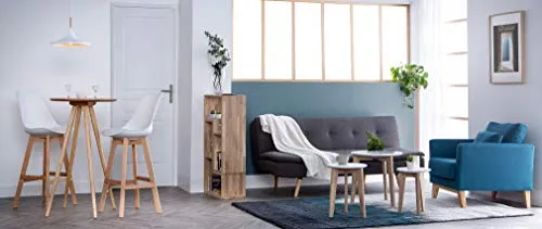Miliboo Fauteuil scandinave déhoussable Bleu Canard et Bois Clair Oslo
