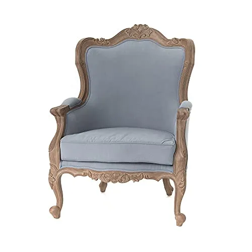 Amadeus - Fauteuil Cabriolet Baroque Gris Clair Bois d'acajou