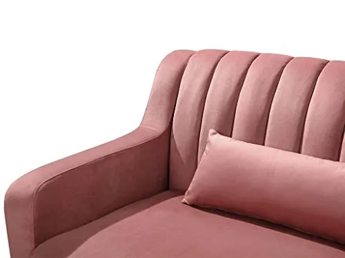 Canapé d'angle MEYREUIL en Velours - Vieux Rose - Angle Droit