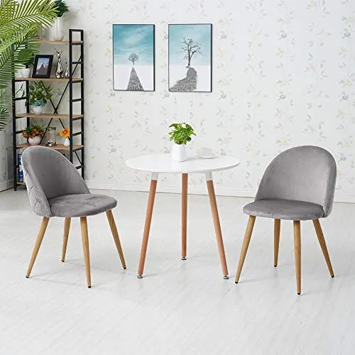 OFCASA Lot de 2 Chaises de Salle à Manger de Velours Chaise de Cuisine rembourrée en Tissu Chaise avec Jambes en Métal Chaise Lot de 2 chaises Gris