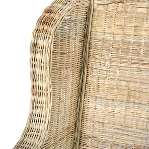 vidaXL Canapé avec Coussin Fauteuil de Salon Chaise de Canapé Salle de Séjour Maison Intérieur Chambre à Coucher Rotin Naturel et Lin