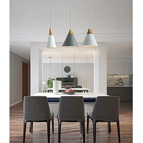 ZAKATA Suspension Simple Luminaire Suspendu Nordic Macaron Cone Lampe Suspendue en Métal Luminaires pour Îlot De Cuisine Salle À Manger Chambre Couloir Bar, 1 Paquet