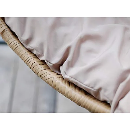 CONCEPT USINE - Fauteuil Suspendu Beige en Résine Tressée Façon Rotin Design Auroa - Structure en Acier - Coussin Déhoussable - Revêtement en Poudre - Hamac Assis - Waterproof, Résistant