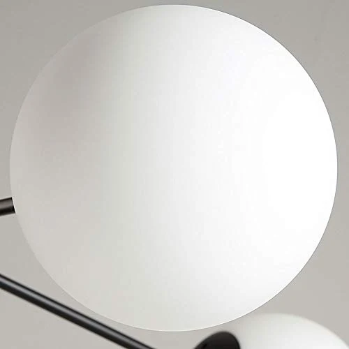 Or Spoutnik Lustre 6-lumières Millésime Métal Suspension Luminaire Avec Blanc Globe Verre Ombre Moderne Industriel Plafonnier Pour Salon Chambre-Noir. 6 lumière