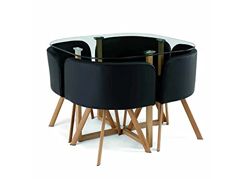 Deco In Paris Ensemble Table + 4 chaises encastrable Noir FLEN