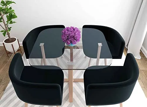 Deco In Paris Ensemble Table + 4 chaises encastrable Noir FLEN