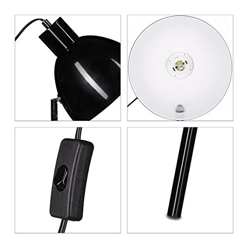 Relaxdays 10021293_46 Lampadaire 3 Pieds Luminaire Spot Projecteur 1 Feu Lampe Trépied HLP env. 130 x 53 x 53 cm, Noir, métal, 40 W, 130x53x53cm