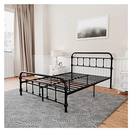 WOKEZ Cadre De Lit en Métal en Pleine Grandeur Structure Robuste Noire 200x141x100CM (Color : Black, Size : Full)