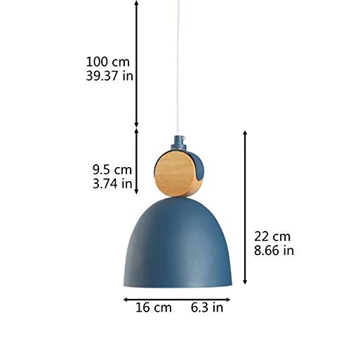 E27 Moderne Metal Suspensions Luminaire Sphérique Plafonnier Lustre Industriel en Métal Plafonnier Lustre Plafonnier Lampe LED (Bleu)