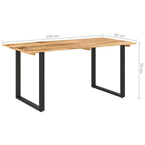 Tidyard Table de Salle à Manger Rectangulaire, Table de Repas Meuble à Manger, Table Console Extensible 160x80x76 cm Bois d'acacia Solide