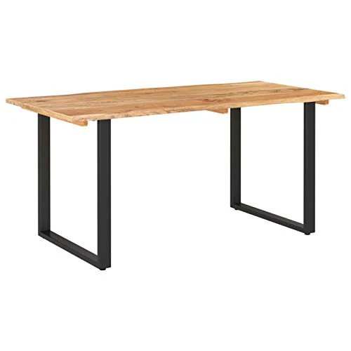 Tidyard Table de Salle à Manger Rectangulaire, Table de Repas Meuble à Manger, Table Console Extensible 160x80x76 cm Bois d'acacia Solide