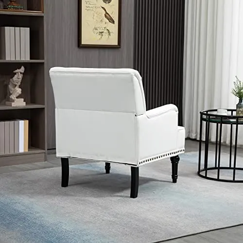 SEPNINE Fauteuil Classique en Cuir synthétique - pour Salon et Chambre - Charge maximale : 150 kg (Blanc)