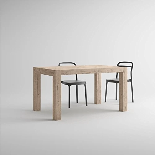 MOBILI FIVER, Table Extensible Cuisine, Iacopo, Chêne Naturel, 140 x 90 x 77 cm, Mélaminé, Made in Italy