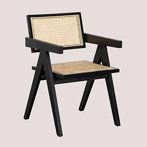 SKLUM Chaise en Bois avec Accoudoirs Lali Style Noir uni