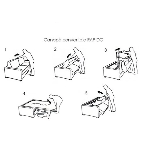 Canapé lit 2-3 Places Luna Convertible Ouverture RAPIDO 120cm, Cuir éco Rouge