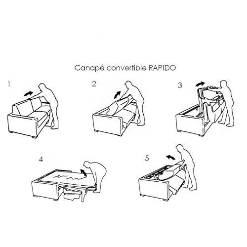Canapé lit 2-3 Places Luna Convertible Ouverture RAPIDO 120cm, Cuir éco Rouge