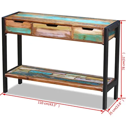 vidaXL Buffet 3 Tiroirs Bois de Récupération Massif Table Console Rangement