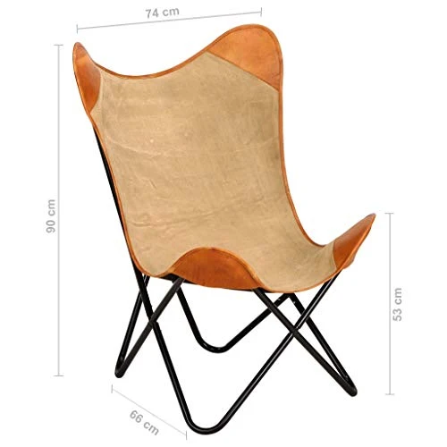 vidaXL Butterfly Fauteuil Papillon en Cuir véritable Marron
