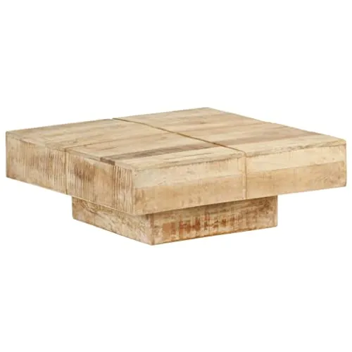 vidaXL Table Basse Table d'Appoint Table de Canapé Meuble de Salon Bout de Canapé Salle de Séjour Maison Intérieur 80x80x28 cm Bois de Manguier Massif