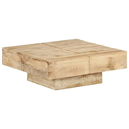 vidaXL Table Basse Table d'Appoint Table de Canapé Meuble de Salon Bout de Canapé Salle de Séjour Maison Intérieur 80x80x28 cm Bois de Manguier Massif