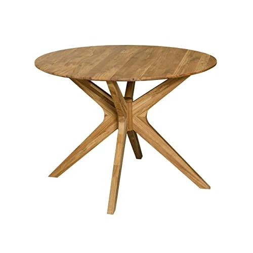 Nordic Story Table de salle à manger ronde en chêne massif idéal pour la cuisine, le salon, les meubles style nordique scandinave (105 x 105 x 75 cm)