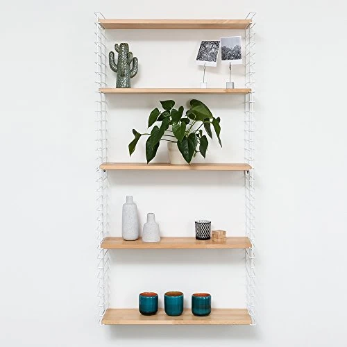 Metaltex ESTANTERIA 3 PISOS 'TOMADO' Blanco-Madera 37.76.07/337 12 x 21 x 68 cm