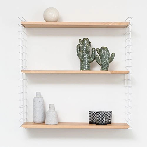 Metaltex ESTANTERIA 3 PISOS 'TOMADO' Blanco-Madera 37.76.07/337 12 x 21 x 68 cm