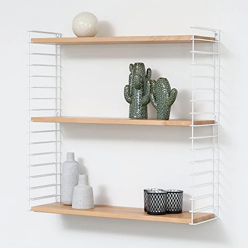 Metaltex ESTANTERIA 3 PISOS 'TOMADO' Blanco-Madera 37.76.07/337 12 x 21 x 68 cm
