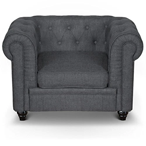 Menzzo A605l1 Contemporain Fauteuil pour Canapé Effet Lin Bois Gris 80 x 110 x 72 cm