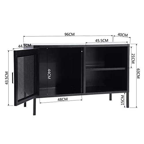 MEUBLE COSY Grand Espace Armoire métallique, Armoire de rangement en métal à 2 couches, 1 Portes Métal Meuble de Bureau Armoire, Buffet de rangement, Armoire avec étagère Noir