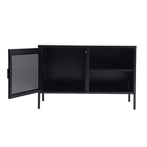 MEUBLE COSY Grand Espace Armoire métallique, Armoire de rangement en métal à 2 couches, 1 Portes Métal Meuble de Bureau Armoire, Buffet de rangement, Armoire avec étagère Noir