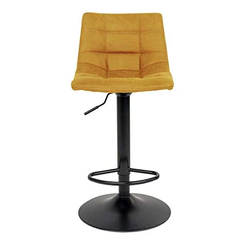 AltoBuy Magnus - Lot de 2 Tabourets Acier et Tissu Jaune Moutarde