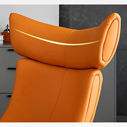 Fauteuil de salon moderne et ottoman en cuir synthétique avec pieds en métal doré, support de base robuste pour salon, bureau, salon