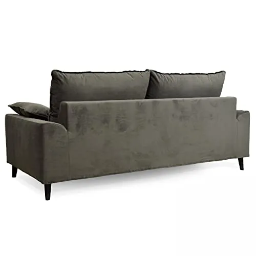 Canapé Convertible en Velours 3 Places Vert Kaki
