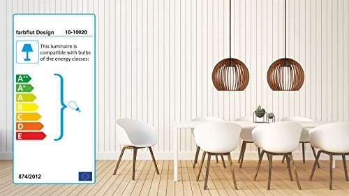Farbluft Design Bola Suspension en bois au design moderne Plusieurs couleurs, Bois, cognac, E27 60.0W