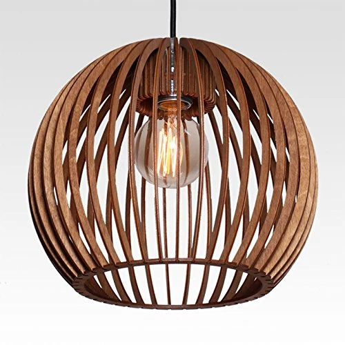 Farbluft Design Bola Suspension en bois au design moderne Plusieurs couleurs, Bois, cognac, E27 60.0W